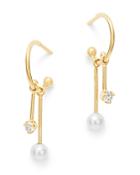 Zoe Chicco 14k Gold Cultured Freshwater Pearl & Diamond Dangle Hoop Earrings