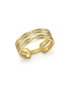 Meira T 14k Yellow Gold Double Row Open Band Ring With Diamonds