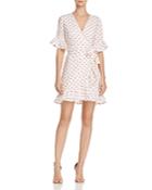 Wayf Kaitlyn Ruffled Embroidered Wrap Dress