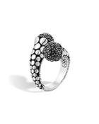 John Hardy Women's Dot Silver Lava Toi Moi Ring With Black Sapphire