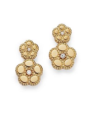 Roberto Coin 18k Yellow Gold Daisy Diamond Double Flower Drop Earrings