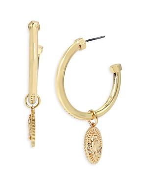 Allsaints Pave Saint Charm Hoop Earrings