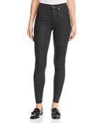 7 For All Mankind Croc-print Coated Ankle Skinny Jeans In Black/gray
