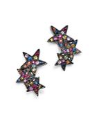 Shebee Sterling Silver Multicolor Sapphire Star Ear Climbers