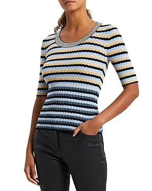 Theory Leenda Striped Wool Top