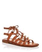 Stuart Weitzman Women's Goldie Lace Up Embellished Sandals