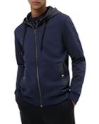 Hugo Dintonic Cotton Blend Mix Media Color Blocked Regular Fit Full Zip Hoodie