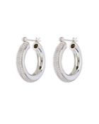 Luv Aj Baby Amalfi Pave Stripe Tubular Hoop Earrings In Silver Tone