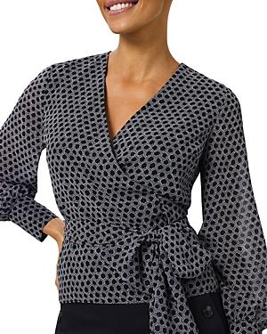 Hobbs London Elizabeth Geometric Print Wrap Blouse