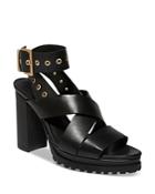 Allsaints Women's Sienna Pointed Toe Black Leather High Heel Sandals