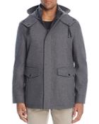 Cole Haan Waterproof Wool Hooded Jacket