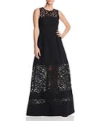 Aidan By Aidan Mattox Lace-inset Crepe Gown