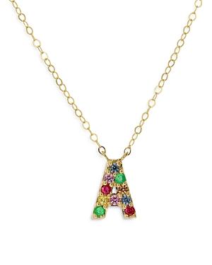 Rachel Reid 14k Yellow Gold Rainbow Gemstone Initial Necklace, 18