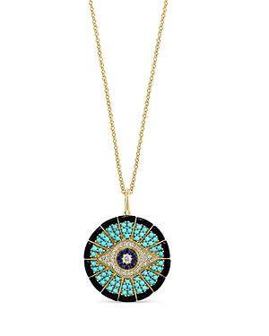 Bloomingdale's Multi-gemstone & Diamond Evil Eye Pendant Necklace In 14k Yellow Gold, 18 - 100% Exclusive