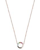 Tous 18k Rose Gold-plated Sterling Silver Rainbow Gemstone Circle Pendant Necklace, 17.7