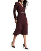Michael Michael Kors Belted Long Sleeve Midi Dress