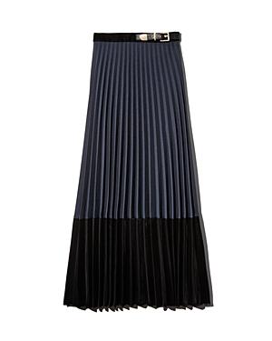 Sandro Edelweis Pleated Velvet-hem Midi Skirt