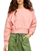 Free People Take Me Back Cotton Cropped Sweatshirt