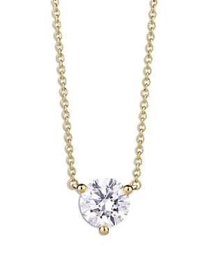 Lightbox Lab-grown Diamond Round Solitaire Pendant Necklace In 10k Yellow Gold, 16-18