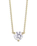 Lightbox Lab-grown Diamond Round Solitaire Pendant Necklace In 10k Yellow Gold, 16-18
