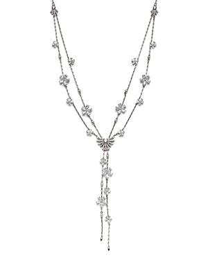 Nadi Ambrosia Cubic Zirconia & Imitation Pearl Flower Double-chain Adjustable Lariat Necklace, 24-32