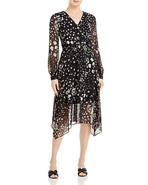 Karl Lagerfeld Paris Asymmetric Chiffon Midi Dress