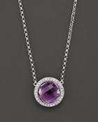 Amethyst And Diamond Round Pendant Necklace