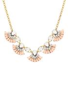 Sparkling Sage Five Station Detailed Stone Fan Necklace - Compare At $126