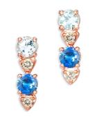 Bloomingdale's Aquamarine, Sapphire & Diamond Drop Earrings In 14k Rose Gold - 100% Exclusive