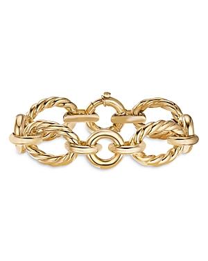 David Yurman 18k Yellow Gold Cable And Smooth Link Bracelet