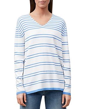 Lafayette 148 New York Striped V Neck Sweater