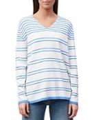 Lafayette 148 New York Striped V Neck Sweater
