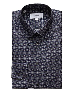 Eton Circle Flower Pattern Slim Fit Dress Shirt