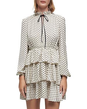 Maje Rinala Bow Print Satin Dress