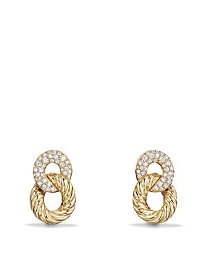 David Yurman Belmont Extra Small Curb Link Drop Earrings With Diamonds In 18k Gold