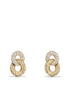 David Yurman Belmont Extra Small Curb Link Drop Earrings With Diamonds In 18k Gold