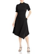 Karl Lagerfeld Paris Mockneck Asymmetric Hem Midi Dress