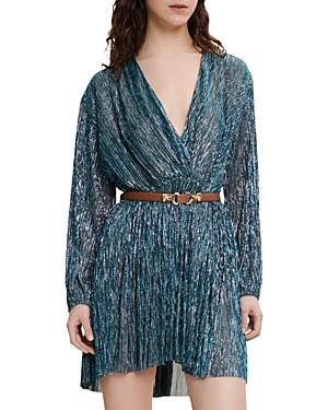Maje Riatisa Metallic Pleated Dress