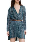 Maje Riatisa Metallic Pleated Dress