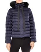 Sandro Lilian Detachable Real Fox Fur-trimmed Cropped Puffer Coat