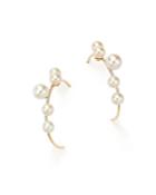 Mateo 14k Yellow Gold Alternating Cultured Freshwater Pearl & Pave Diamond Hoop Earrings