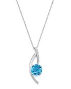 Bloomingdale's Blue Topaz & Diamond Pendant Necklace In 14k White Gold, 18 - 100% Exclusive