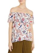 T Tahari Printed Off-the-shoulder Top