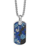 David Yurman Sterling Silver Streamline Tag Pendant With Black Diamonds & Sapphires