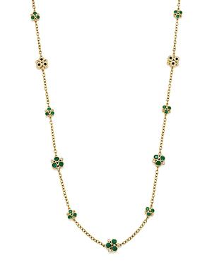 Temple St. Clair 18k Yellow Gold Emerald And Pave Diamond Trio Necklace, 32