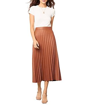Cupcakes And Cashmere Trinity Pleated Vegan Leather Midi Skirt