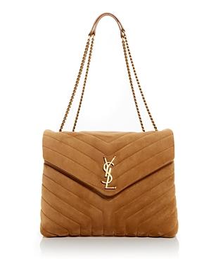 Saint Laurent Loulou Medium Quilted Suede Crossbody
