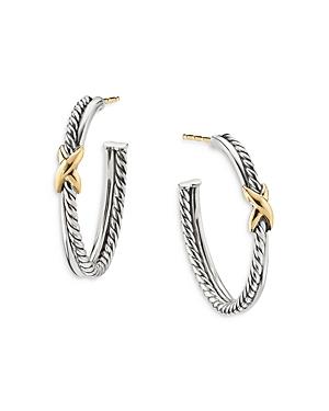 David Yurman Sterling Silver & 18k Yellow Gold Petite X Hoop Earrings