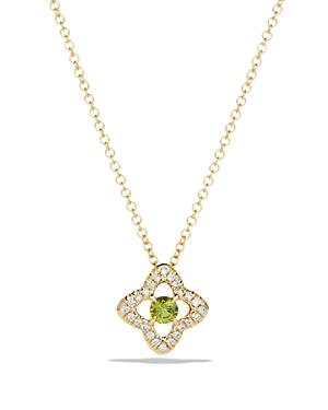 David Yurman Venetian Quatrefoil Necklace With Peridot And Diamonds In 18k Gold