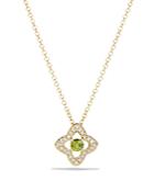 David Yurman Venetian Quatrefoil Necklace With Peridot And Diamonds In 18k Gold
